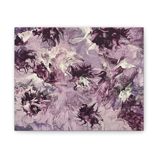 Shades of Purple Paint Pour Canvas Stretched, 0.75"