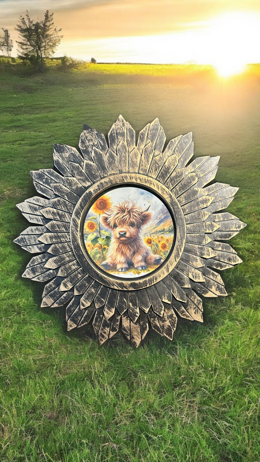 Decor, Highland Cow, Sunflower Frame