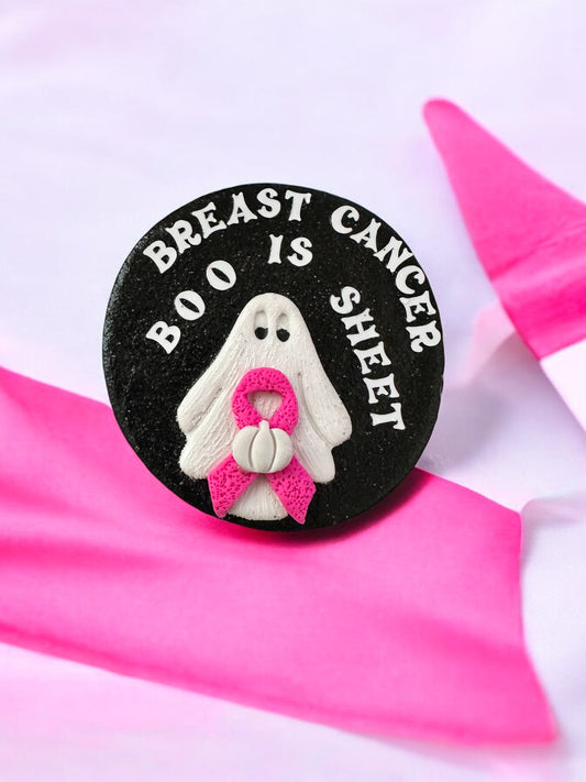 Magnet, Polymer Clay Breast Cancer Awareness, Breast Cancer is Boo Sheet