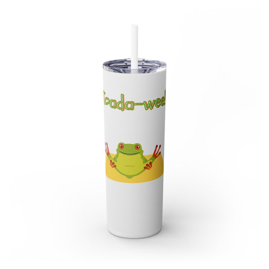 Cute Yoga Toad, Skinny Tumbler with Straw, 20oz