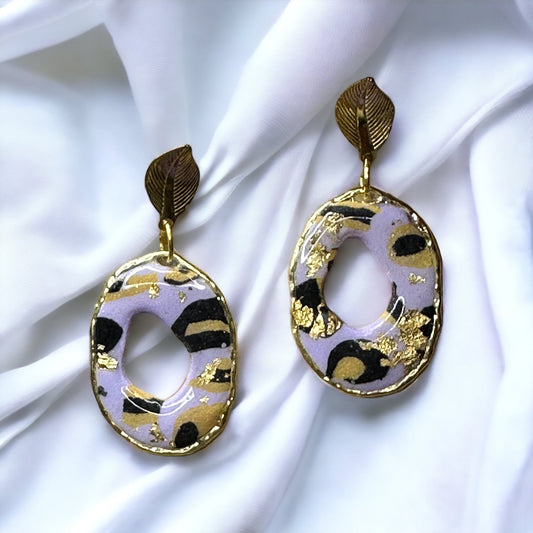 Purple Leopard Polymer Clay Earrings